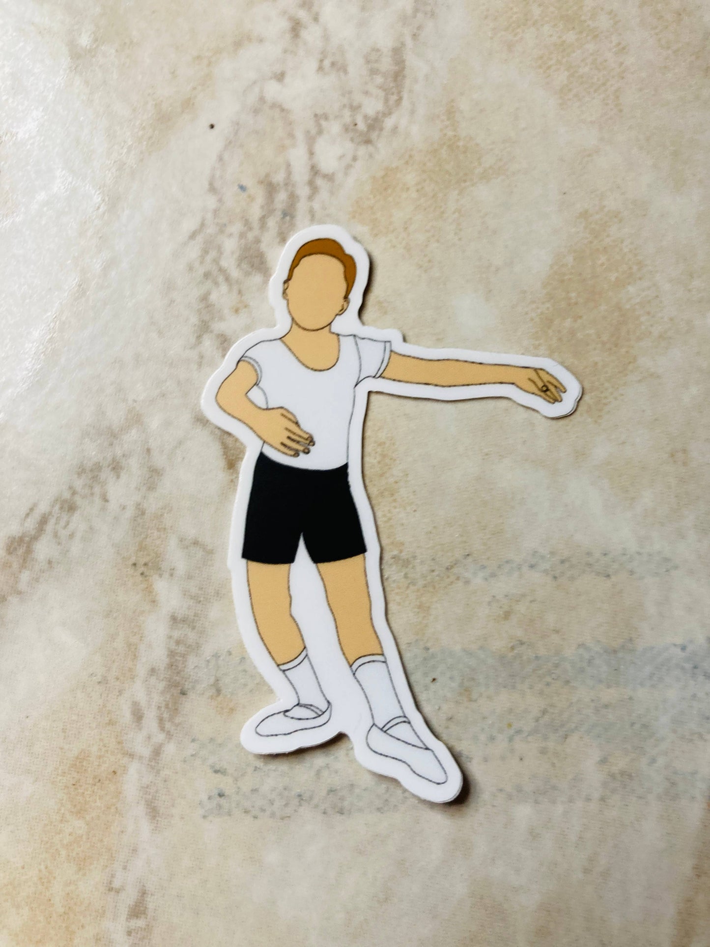 Boy Ballet Dancer Silhouette Dance Vinyl Sticker, 3" x 2"