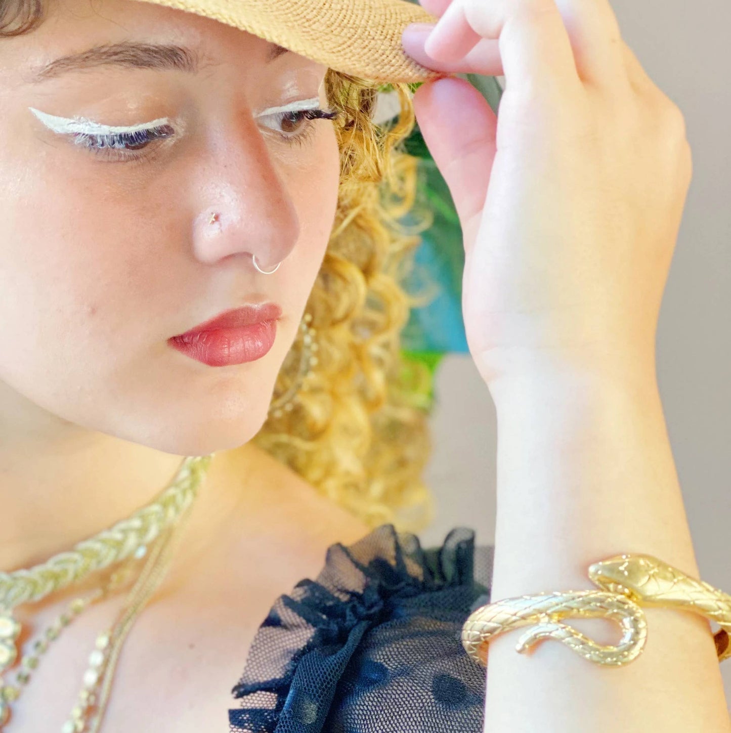 Serpent Snake Cuff, Gold