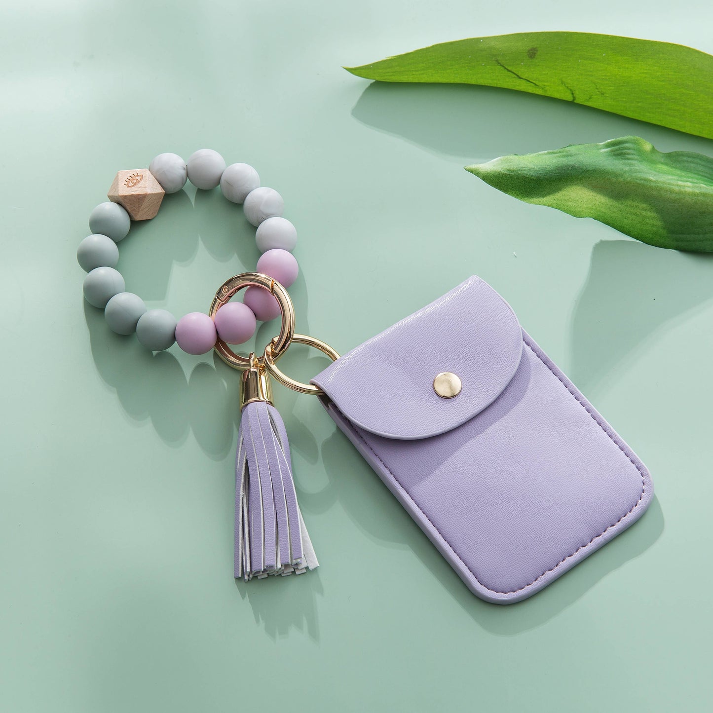 Silicone Bracelet Card & Coin Purse - Keychain Wallet (Laura