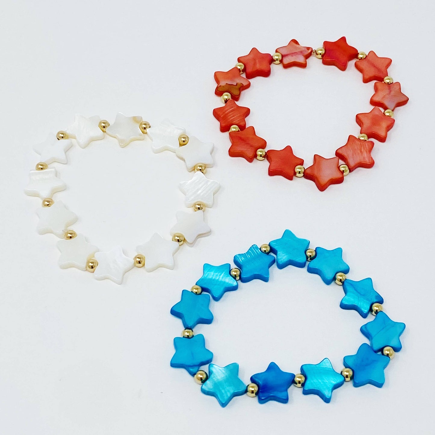 Shelly Star Stretch Bracelet: Cream