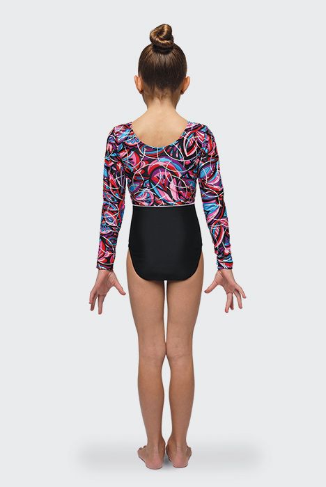 Printed long sleeve gymnastics leotard