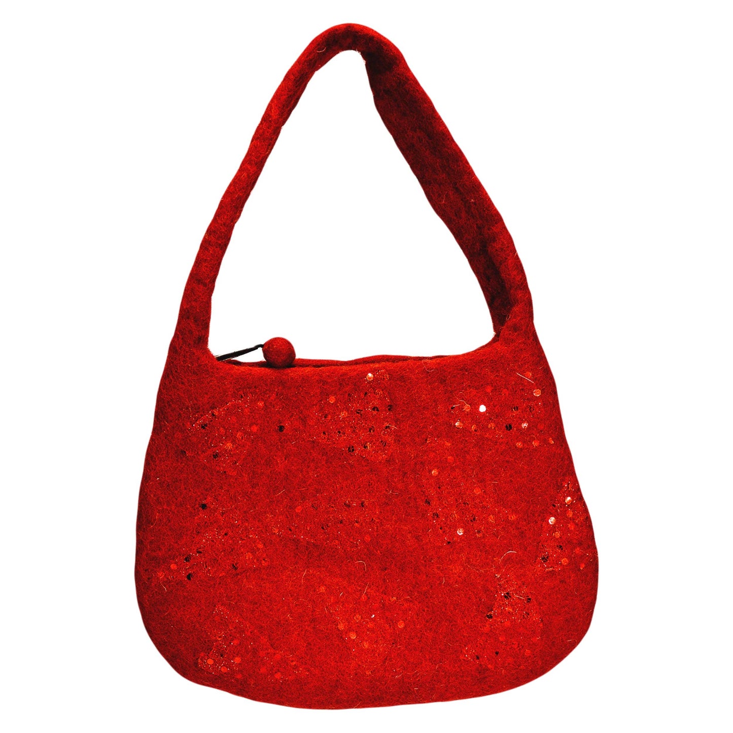 Felted sequin Dot Handbag: White