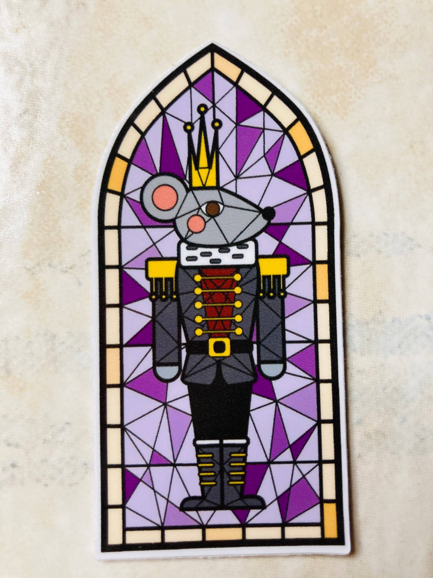 Nutcracker, Clara, Rat, Stained Glass Christmas Sticker