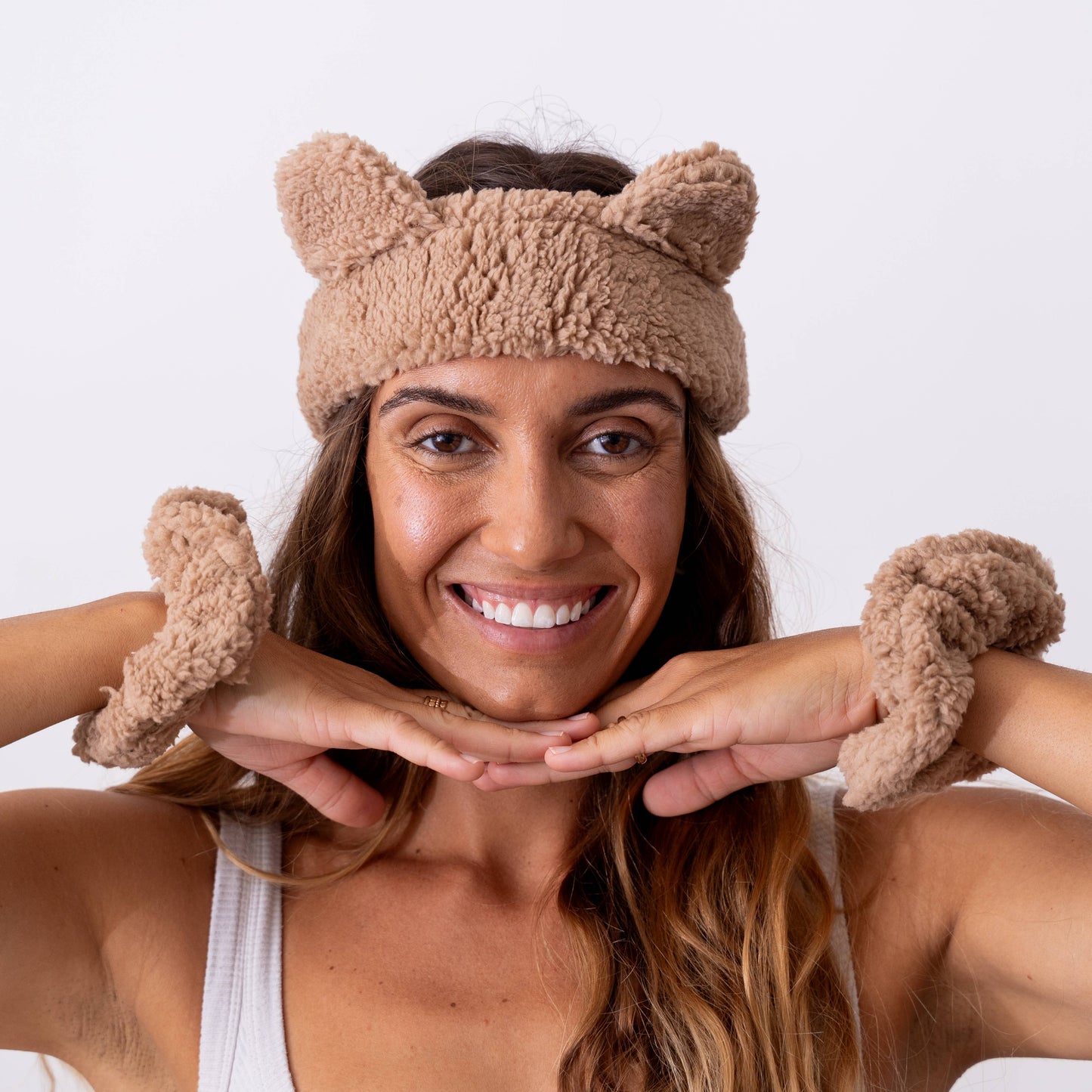 Teddy Bear Ear Spa Headband and Scrunchie Wristbands