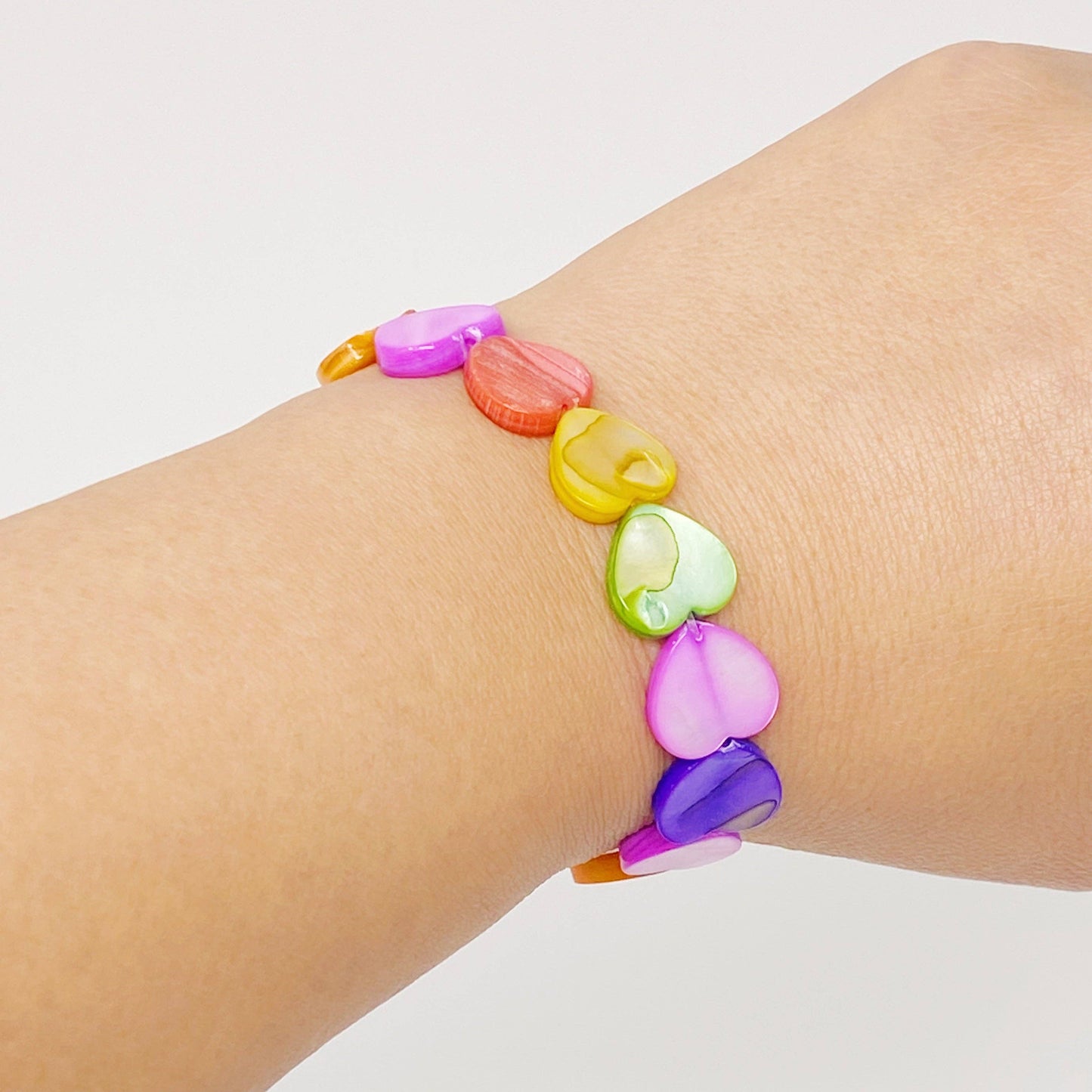 Shelly Heart Stretch Bracelet: Pink
