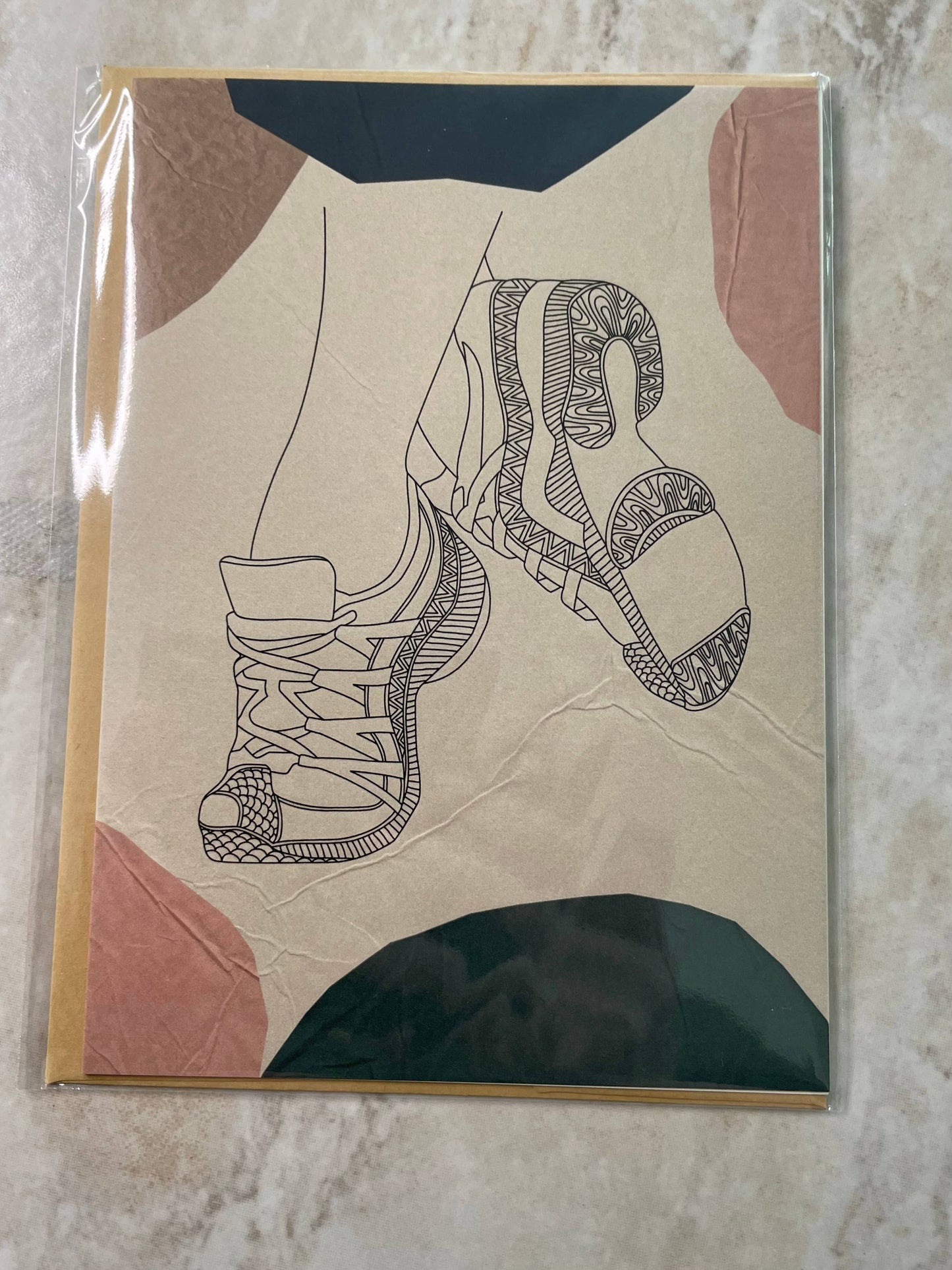 Denali & Co. Dance Shoes Greeting Cards: Sneaker Greens/Pink