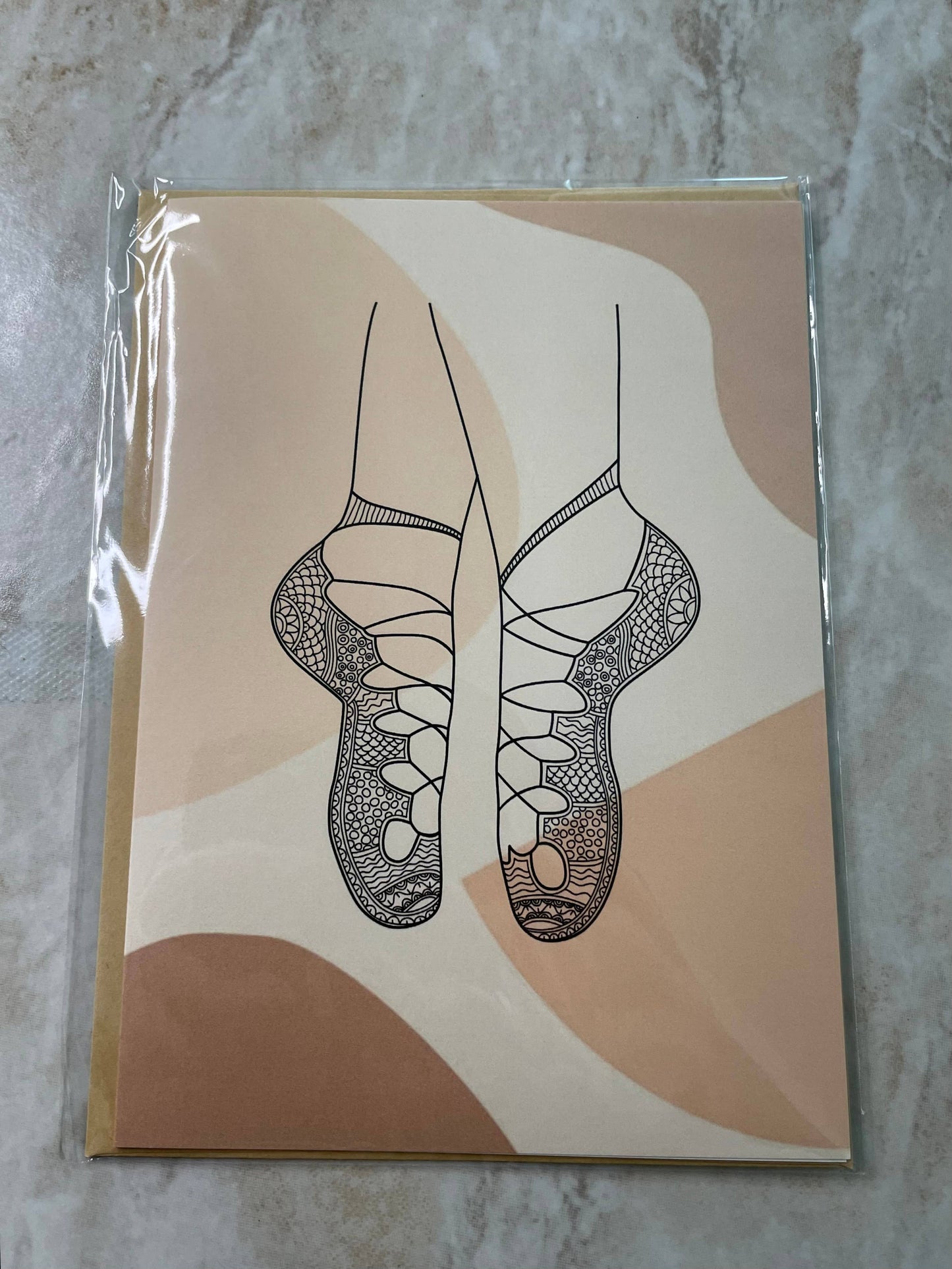 Denali & Co. Dance Shoes Greeting Cards: Sneaker Greens/Pink