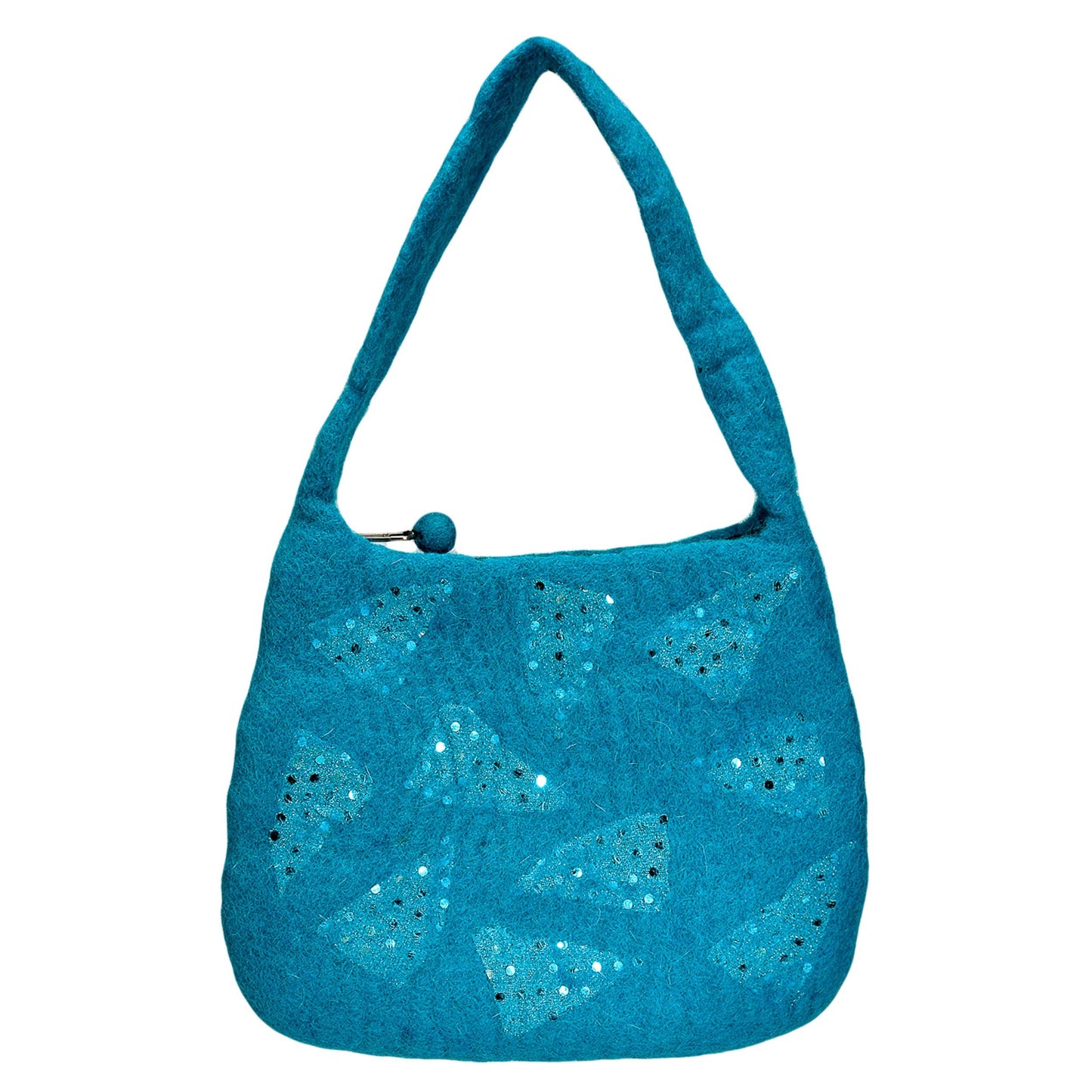 Felted sequin Dot Handbag: White