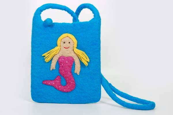 Mermaid Design Cross- Body Bag: Turquoise