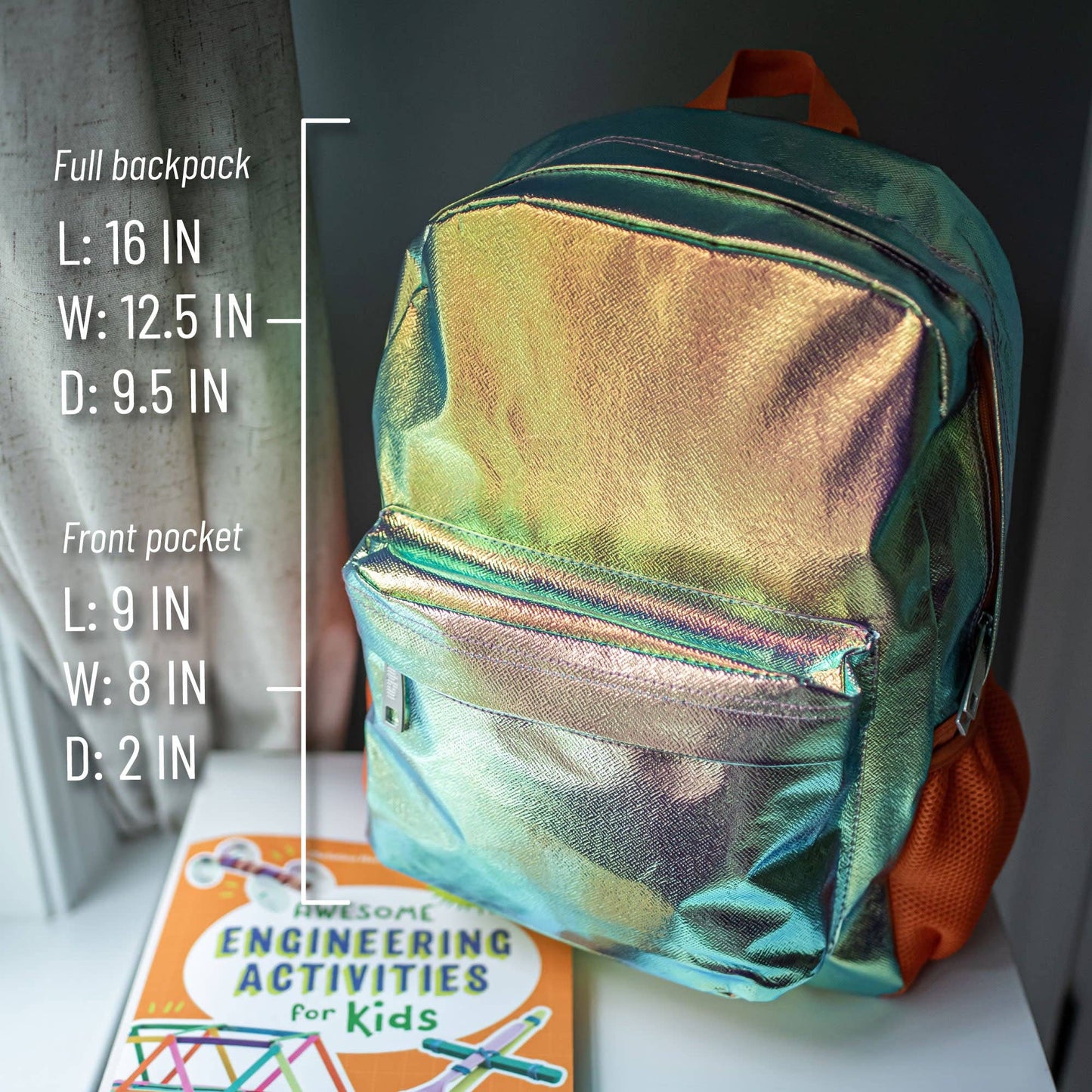 Orange Shimmer Backpack - 16 Inch