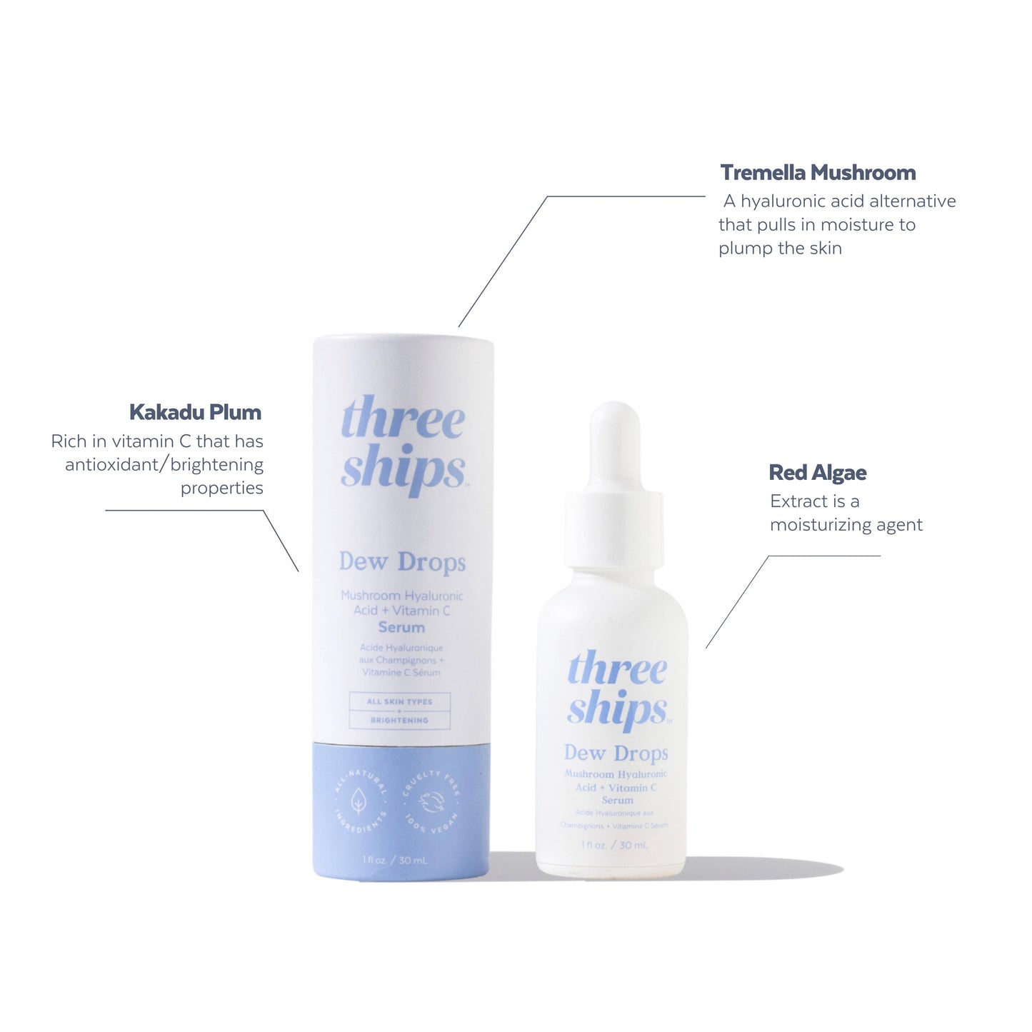 Dew Drops Mushroom Hyaluronic Acid + Vitamin C Serum (30mL)
