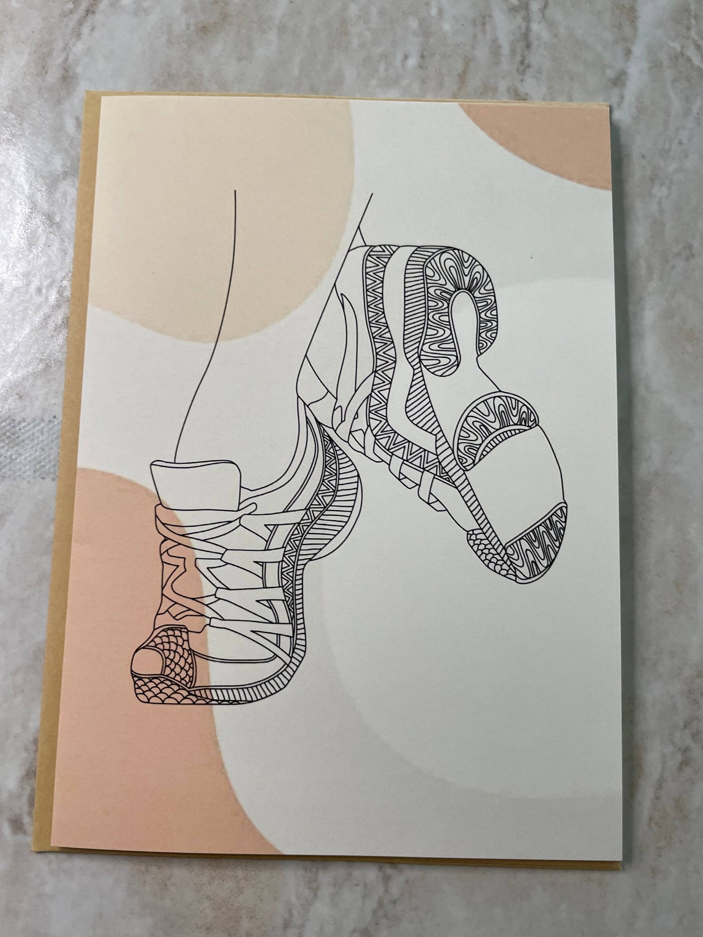 Denali & Co. Dance Shoes Greeting Cards: Sneaker Greens/Pink