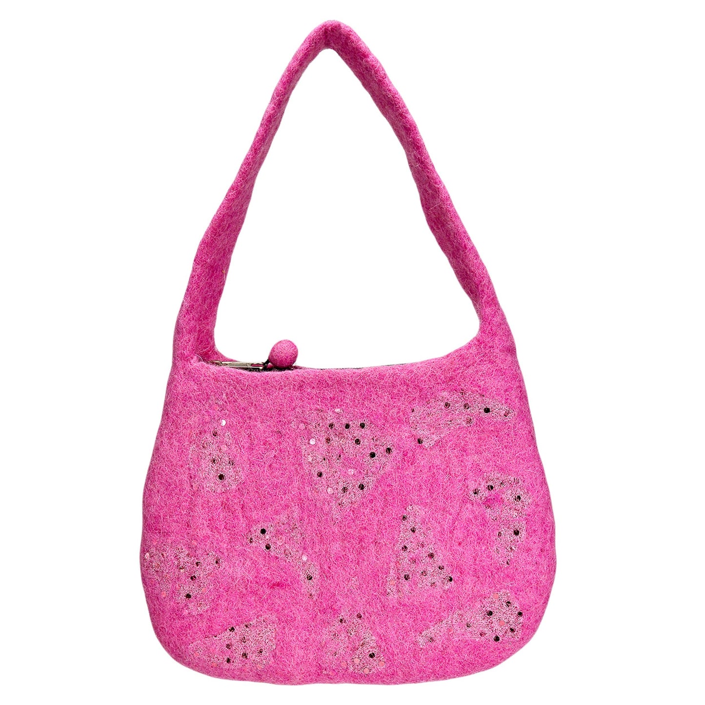 Felted sequin Dot Handbag: White