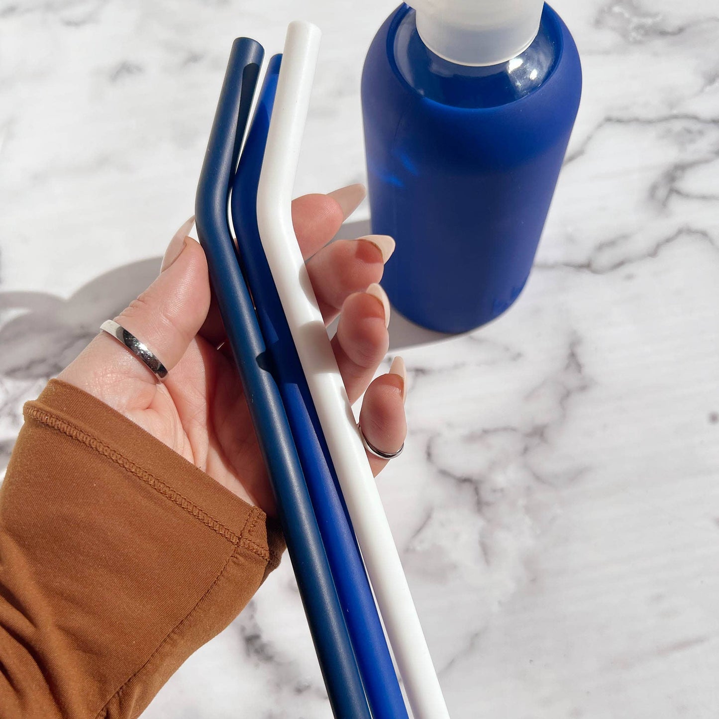 CUTE BUOY BLUES STRAWS 500mL (16 OZ) SET OF THREE