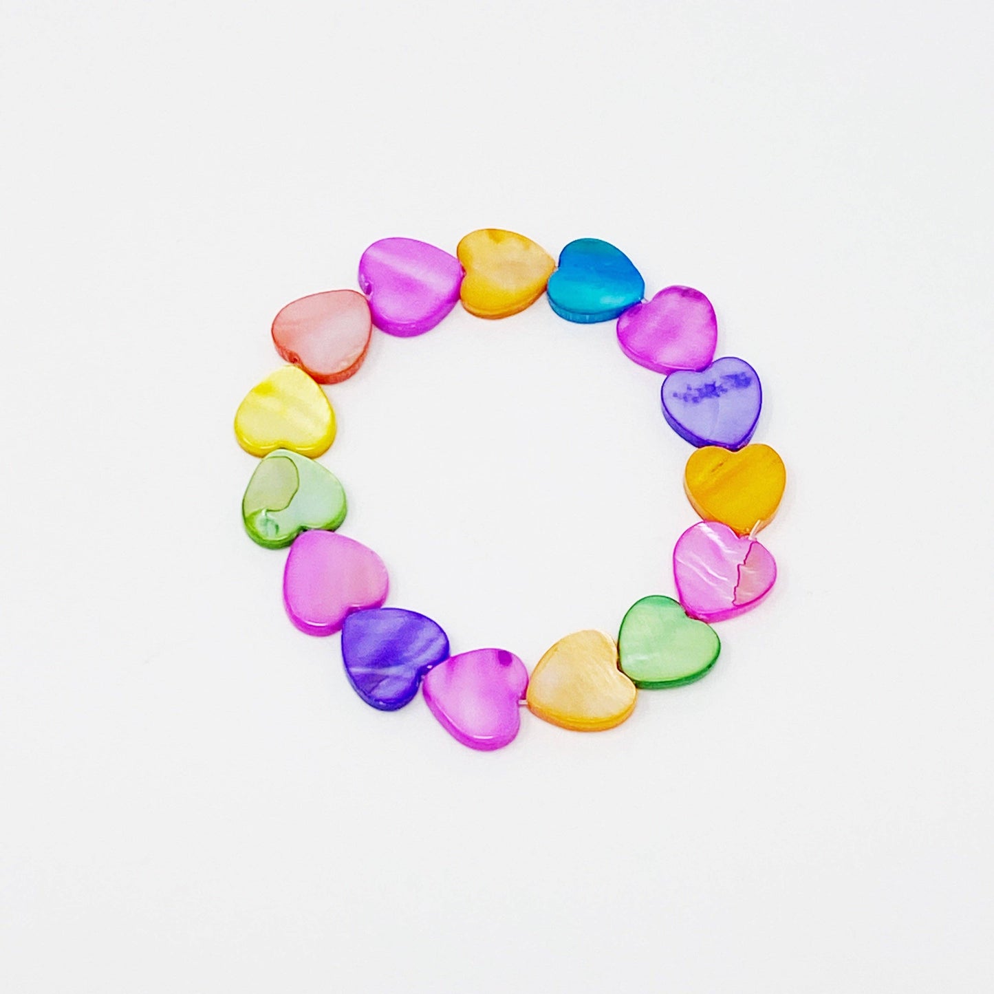Shelly Heart Stretch Bracelet: Cream