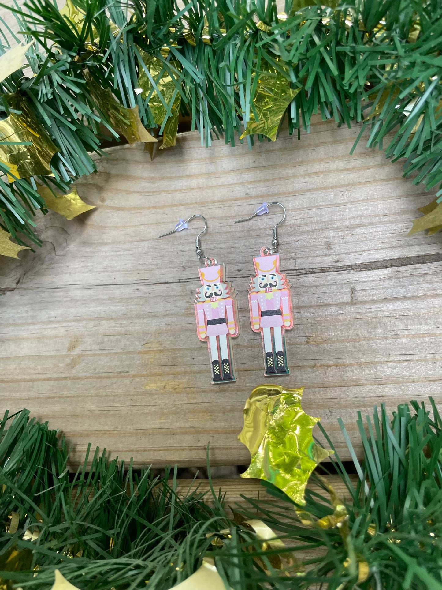 Nutcracker Iridescent Acrylic Earrings, Christmas Earrings