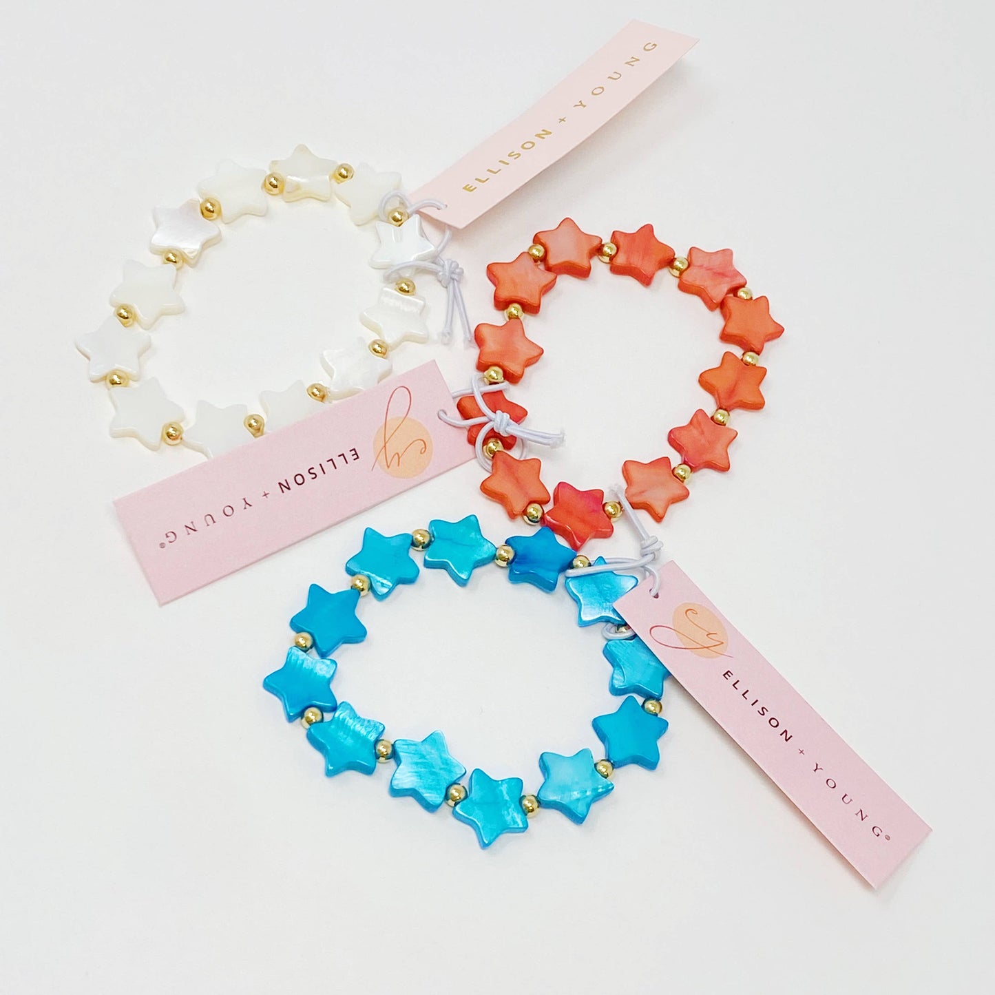 Shelly Star Stretch Bracelet: Cream