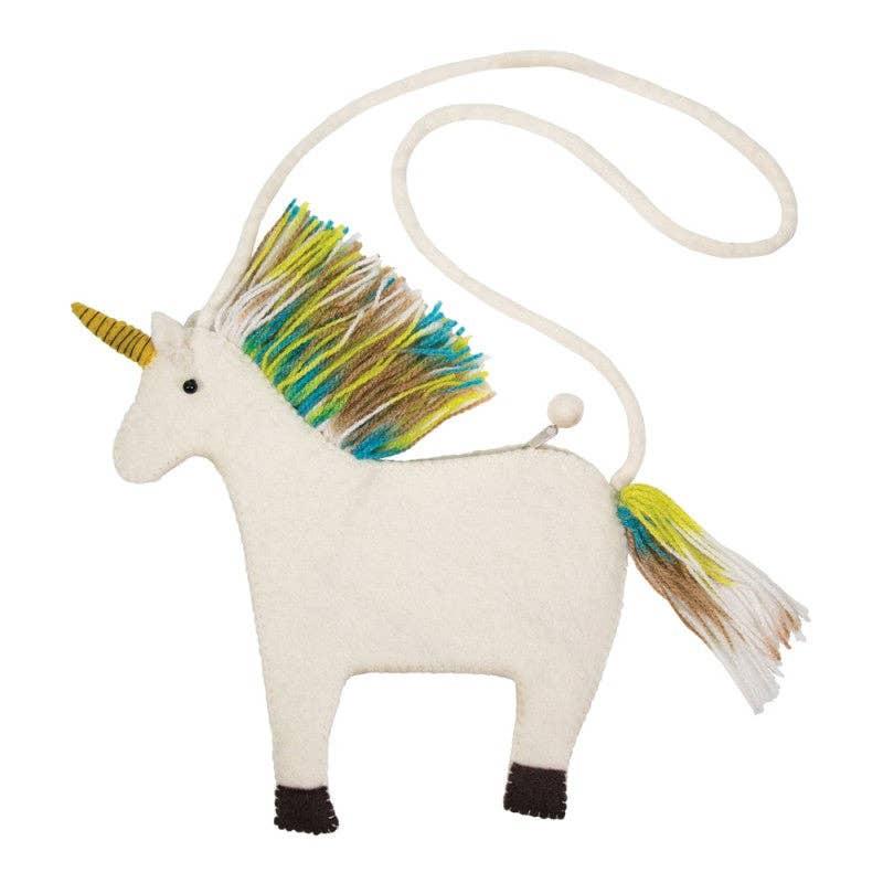 Felted Unicorn Shape Cross-body Bag: Pink