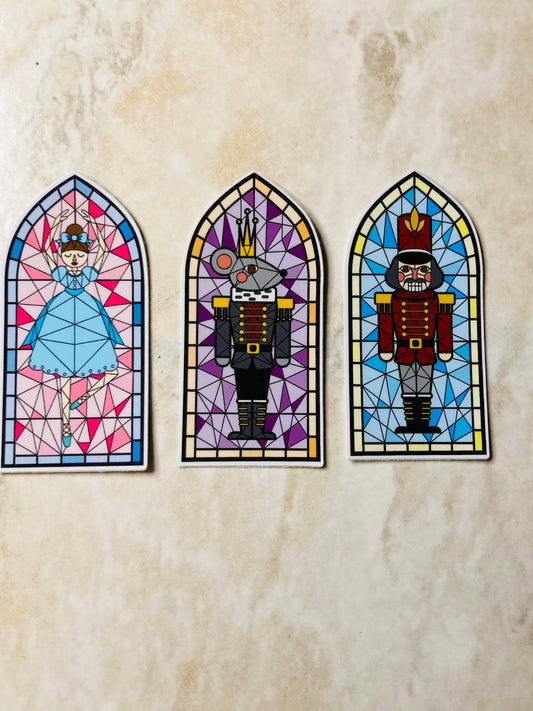 Nutcracker, Clara, Rat, Stained Glass Christmas Sticker