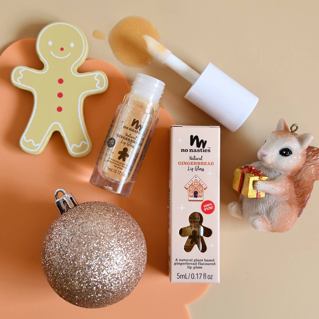 Natural Kids Lip Gloss Wands: LIMITED EDITION CHRISTMAS - Candy Cane Peppermint - Shimmery Clear