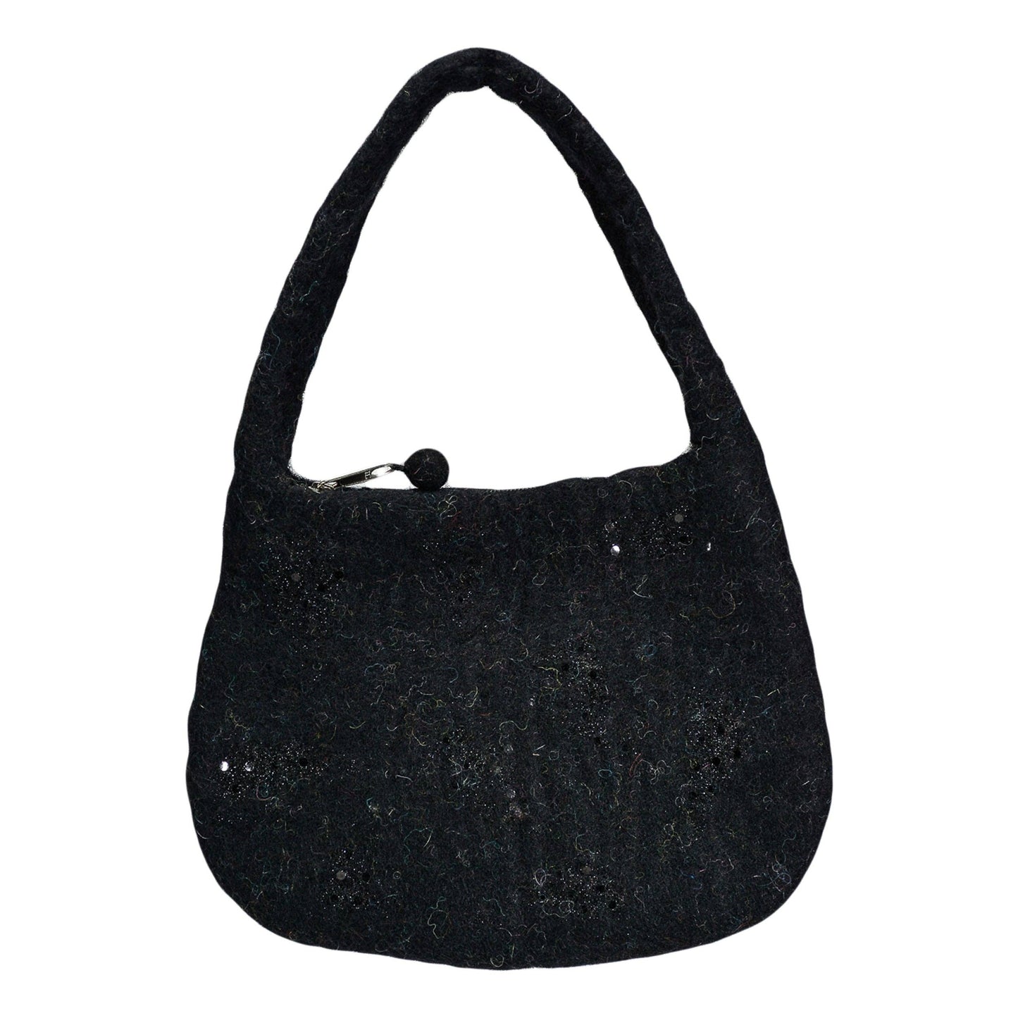 Felted sequin Dot Handbag: White