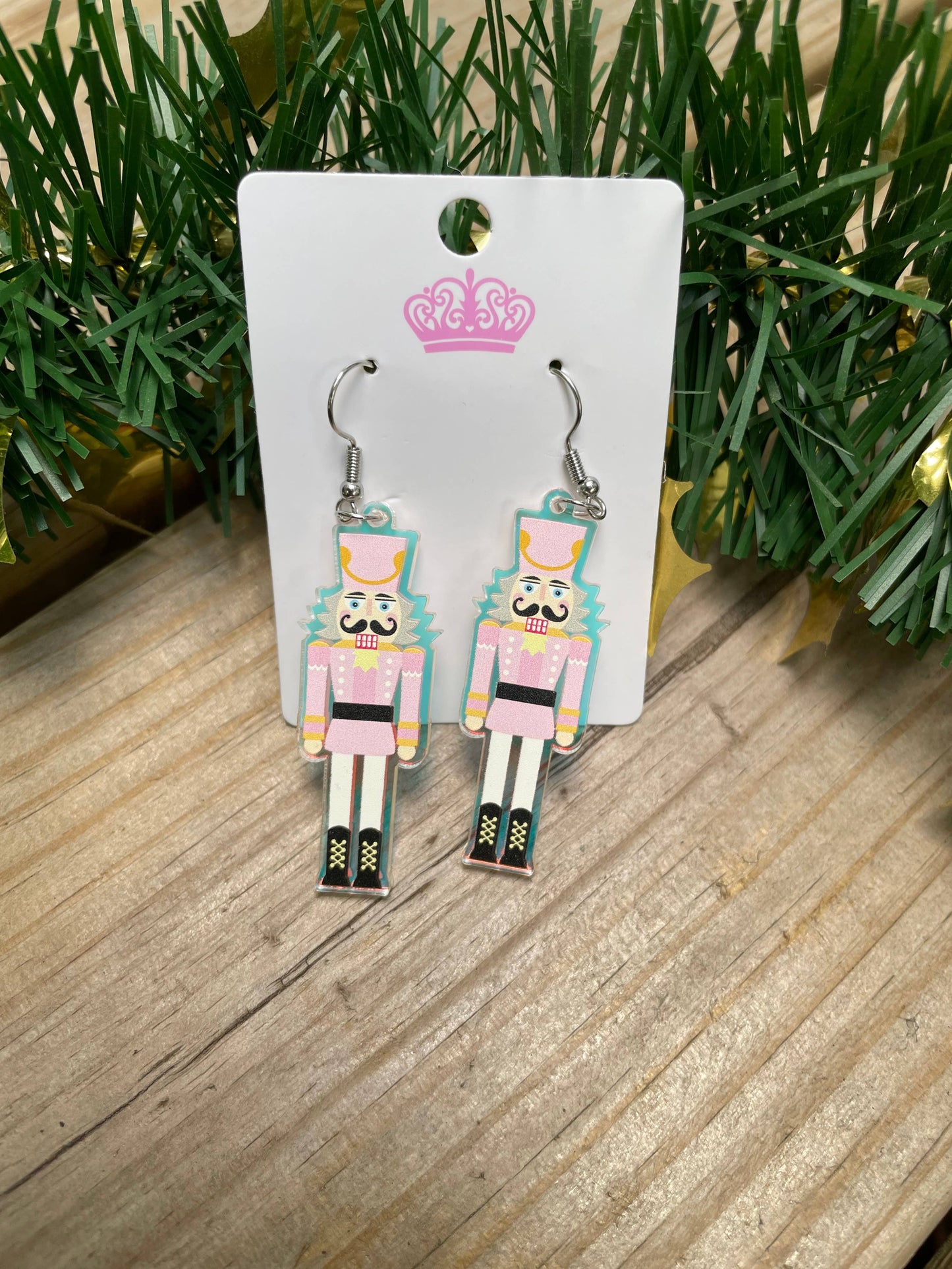 Nutcracker Iridescent Acrylic Earrings, Christmas Earrings