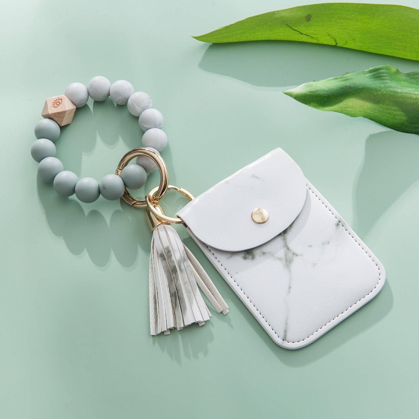 Silicone Bracelet Card & Coin Purse - Keychain Wallet (Laura