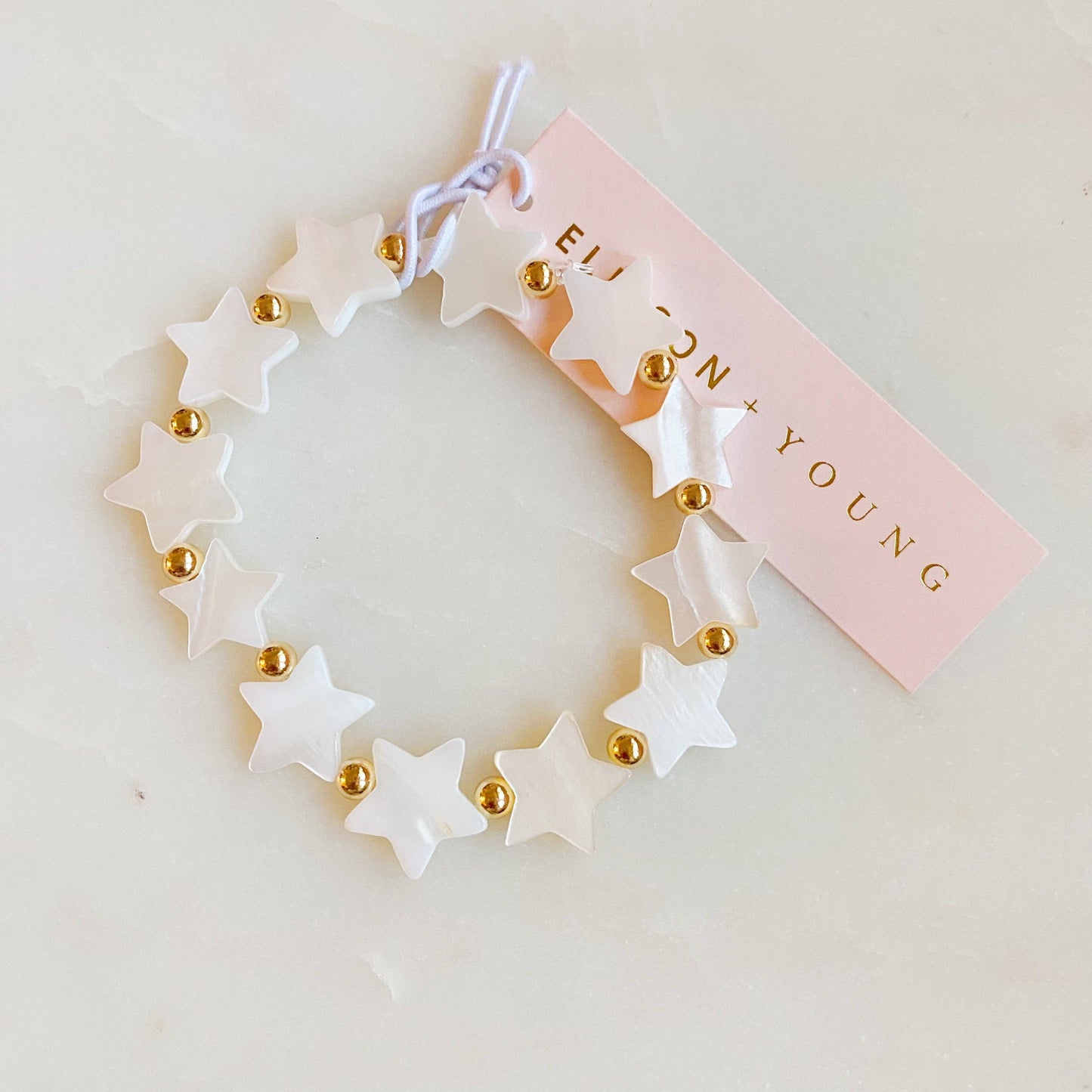Shelly Star Stretch Bracelet: Cream