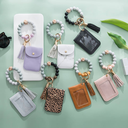 Silicone Bracelet Card & Coin Purse - Keychain Wallet (Laura