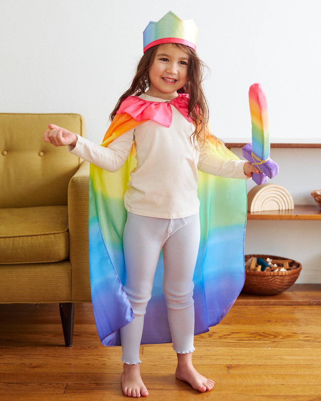 100% Silk Capes for Dress Up & Pretend Play: 1 / Rainbow