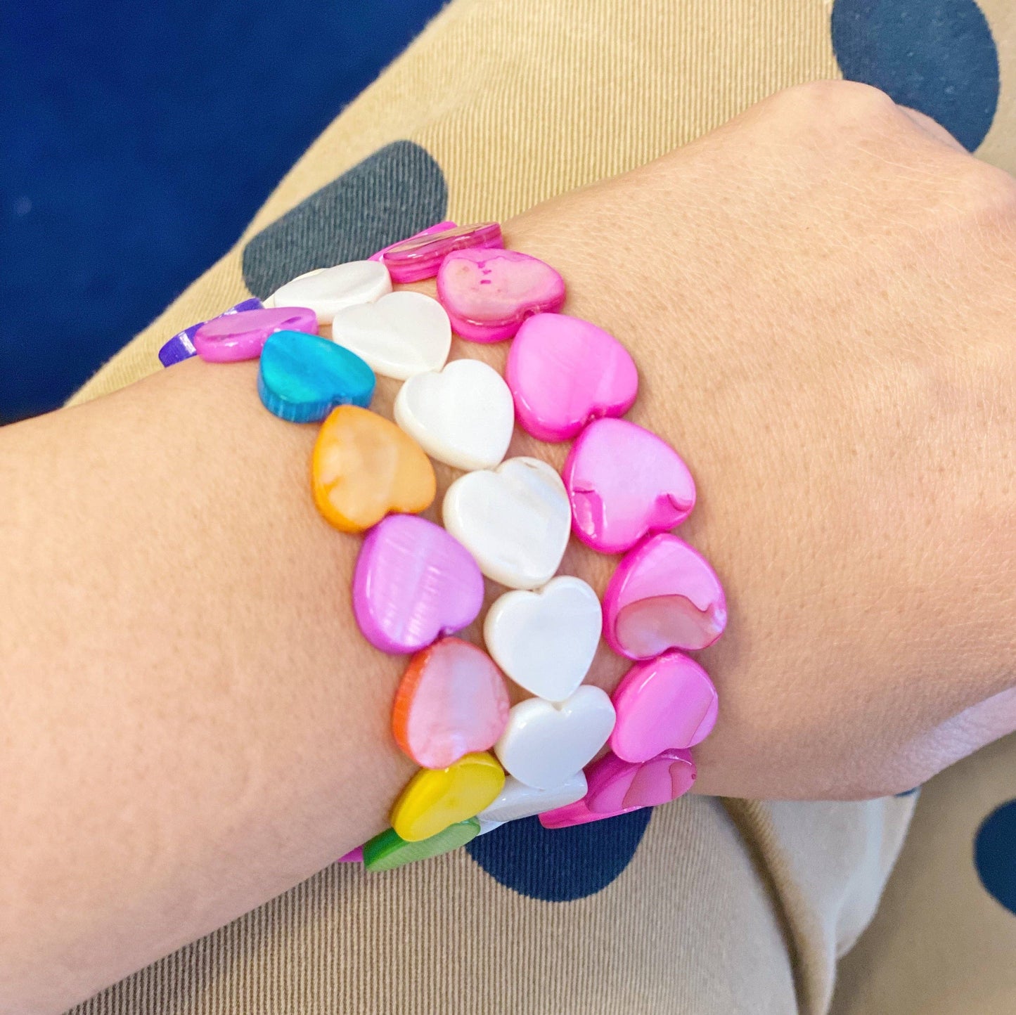 Shelly Heart Stretch Bracelet: Pink