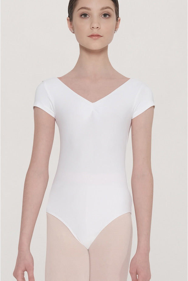 Pinch front cap sleeve leotard neutrals (Wear Moi #CANDIDE)