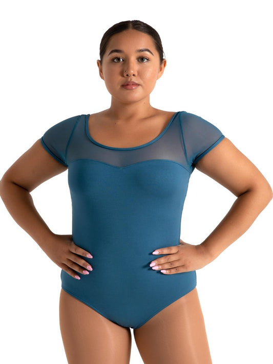 Mesh Yoke Short Sleeve Leotard Adult (Capezio SE1039)