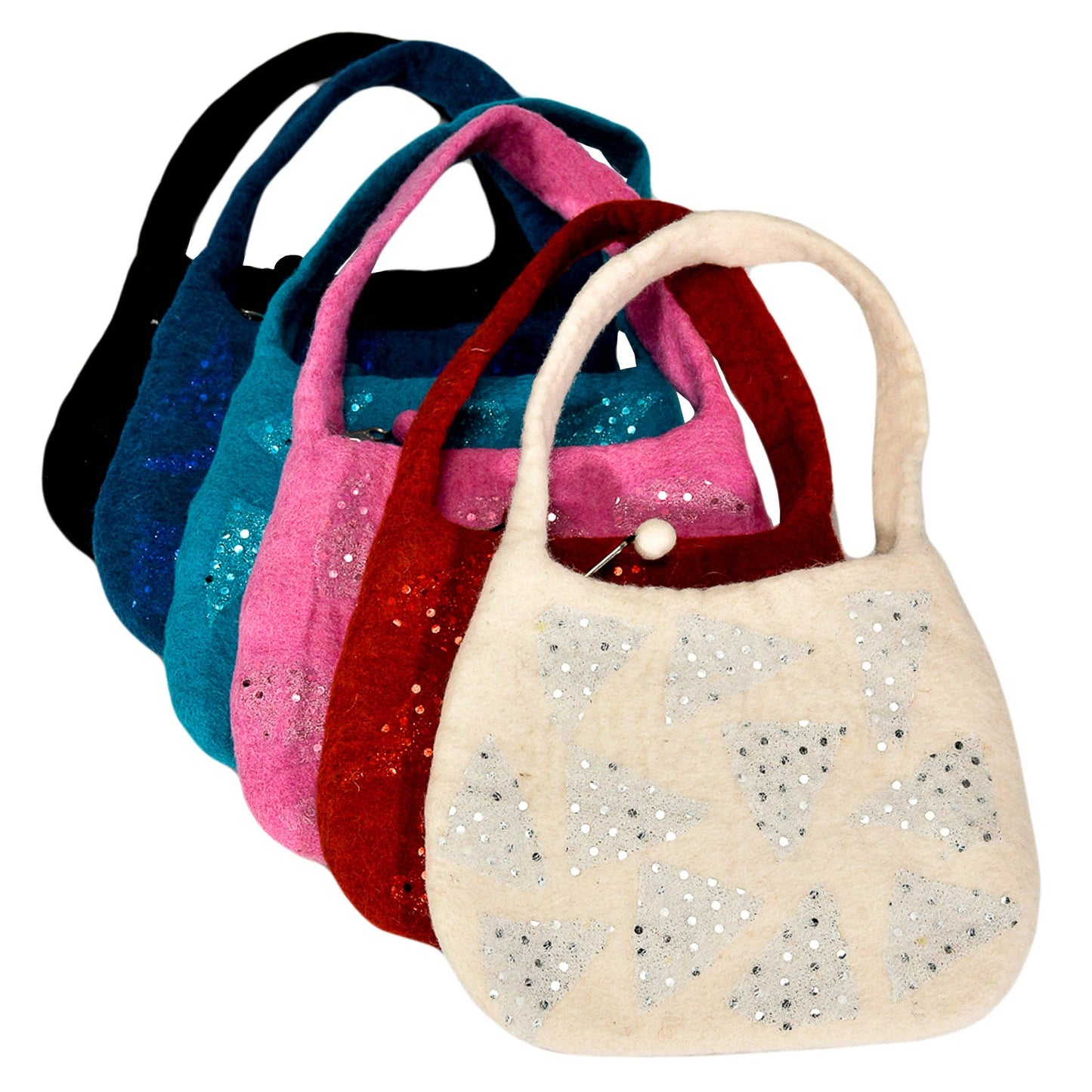 Felted sequin Dot Handbag: White
