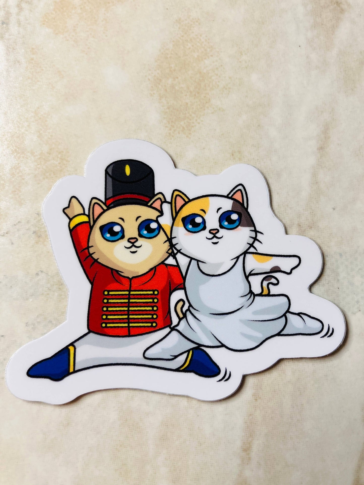 Paw De Deux Nutcat Nutcracker Sticker, Christmas Sticker
