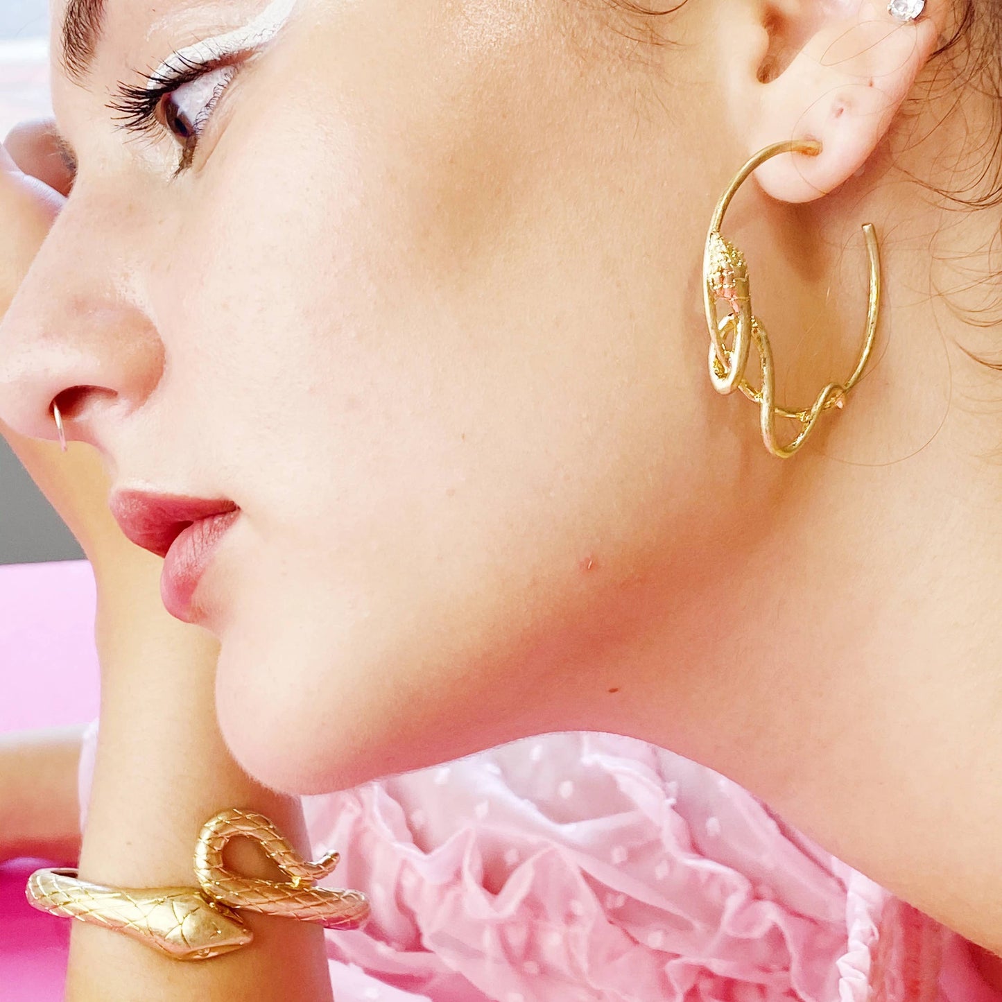 Serpent Snake Cuff, Gold