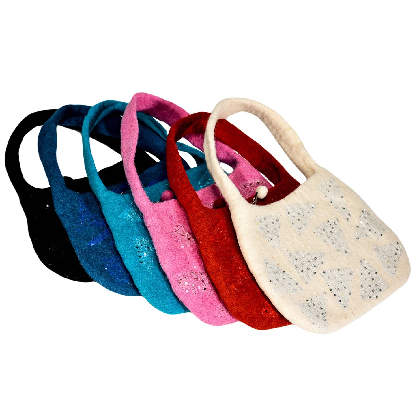 Felted sequin Dot Handbag: White