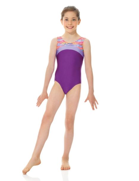 Printed metallic gymnastics leotard (Mondor #27847)