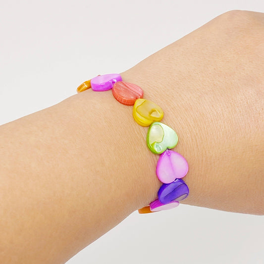 Shelly Heart Stretch Bracelet: Multi