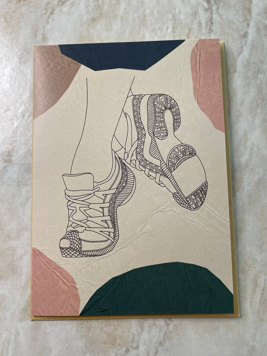 Denali & Co. Dance Shoes Greeting Cards: Sneaker Greens/Pink
