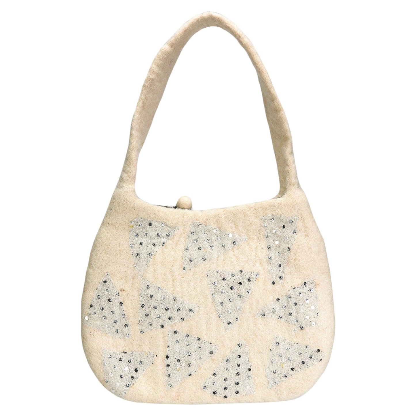 Felted sequin Dot Handbag: White