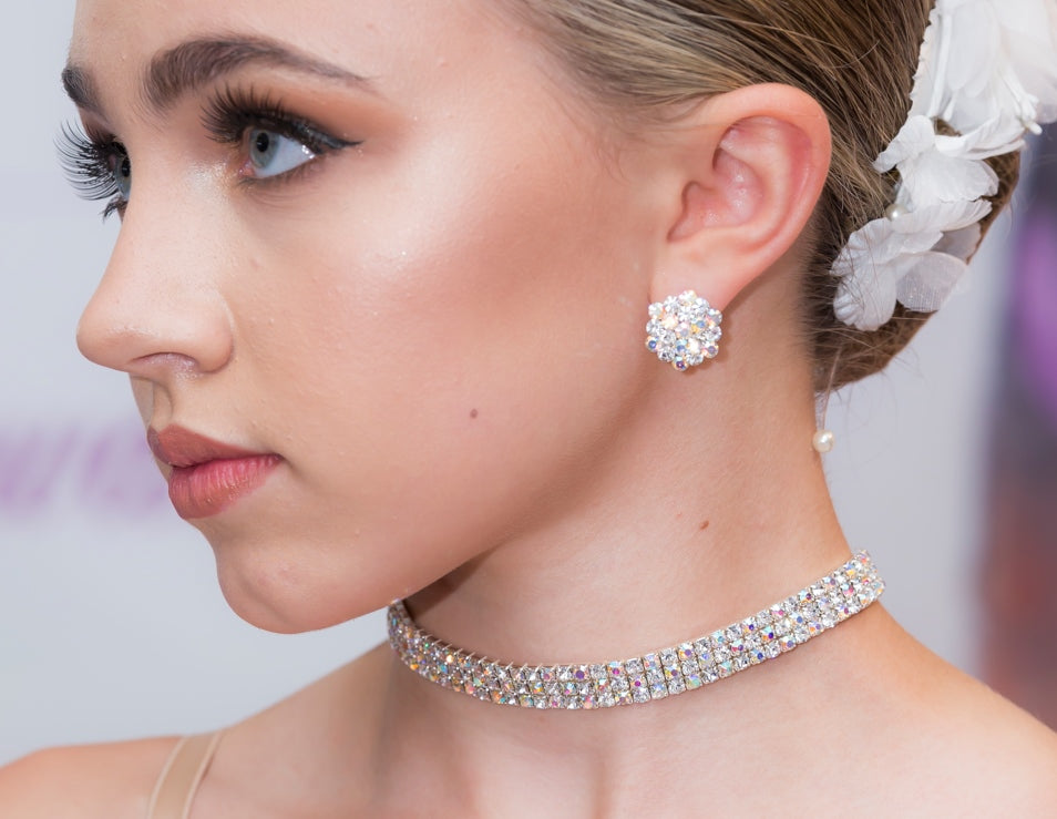 AZ0014 16mm AB Mixed Cluster Earrings (Pierced) – FH2 Competition Jewelry Collection TM