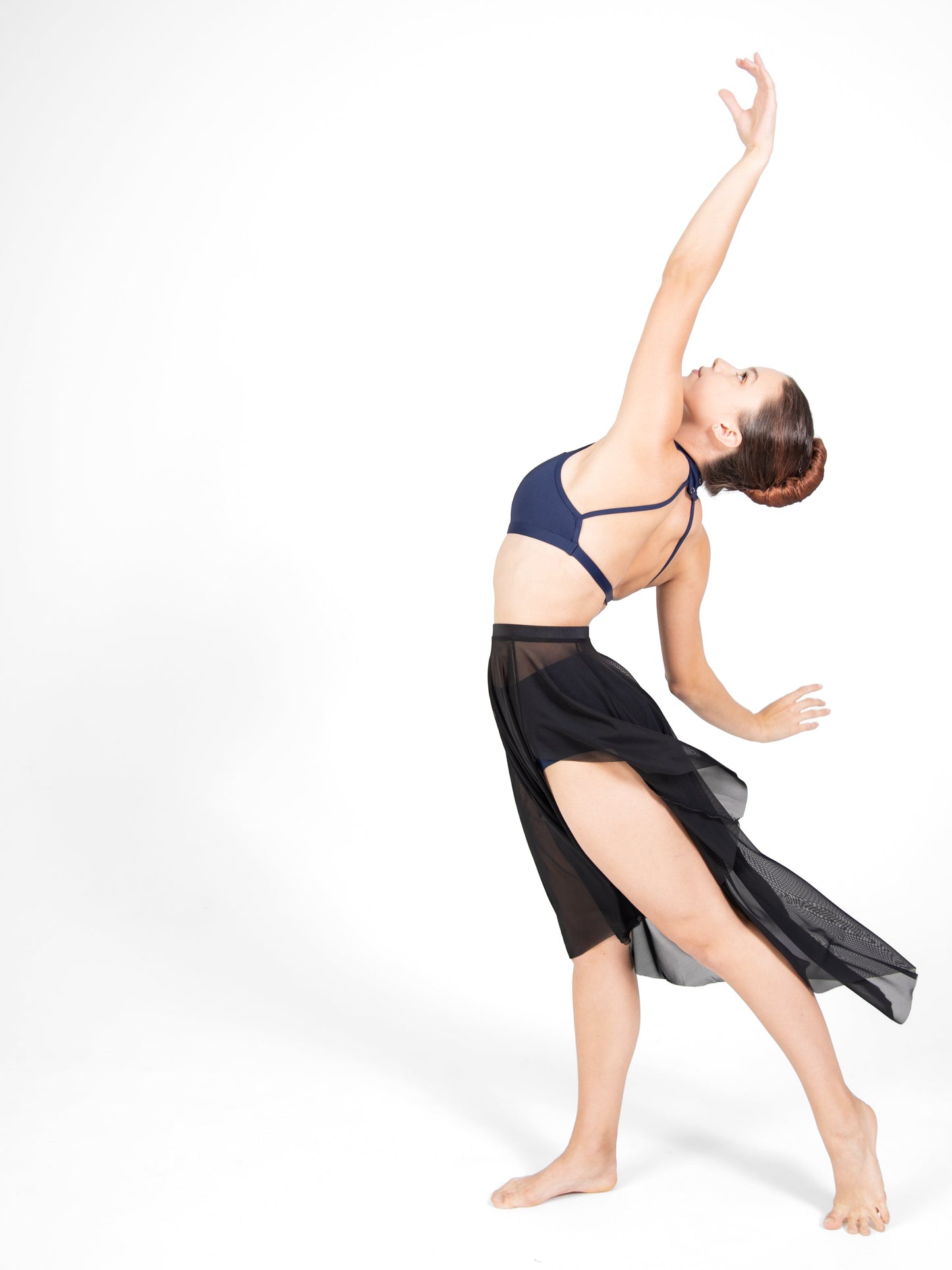 Asymmetrical Petal Front Mesh Skirt (Body Wrappers NL9110)