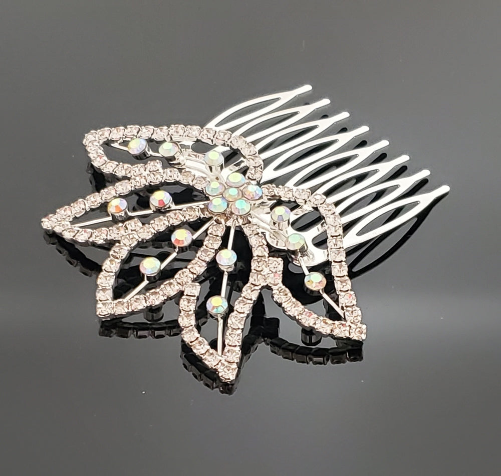 CO0203 Leafy Crystal Hair Comb