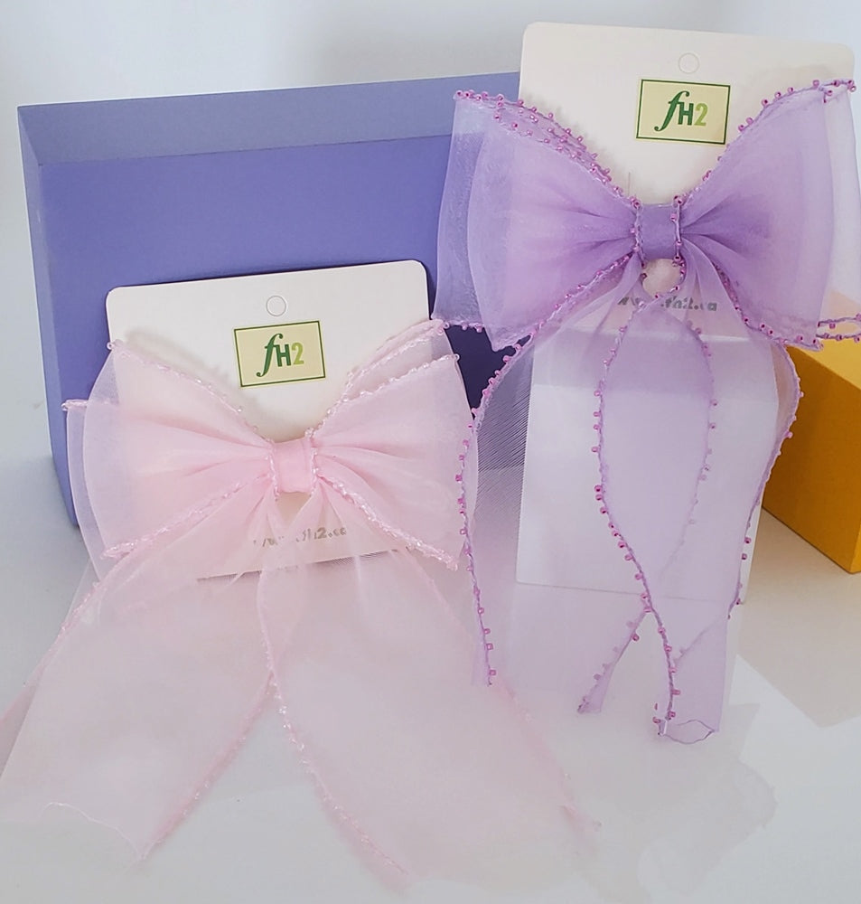 Pastel Hair Bow with Beads (FH2 HC0007)