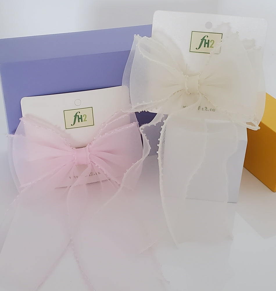 Pastel Hair Bow with Beads (FH2 HC0007)