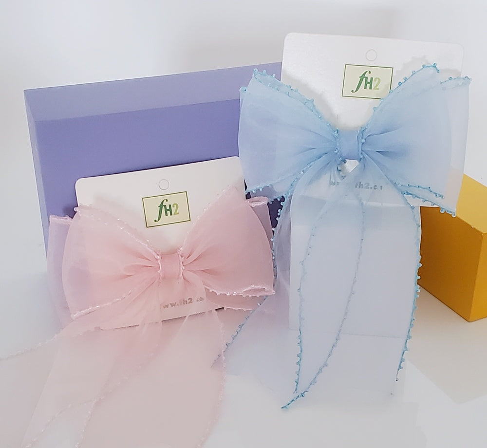 Pastel Hair Bow with Beads (FH2 HC0007)
