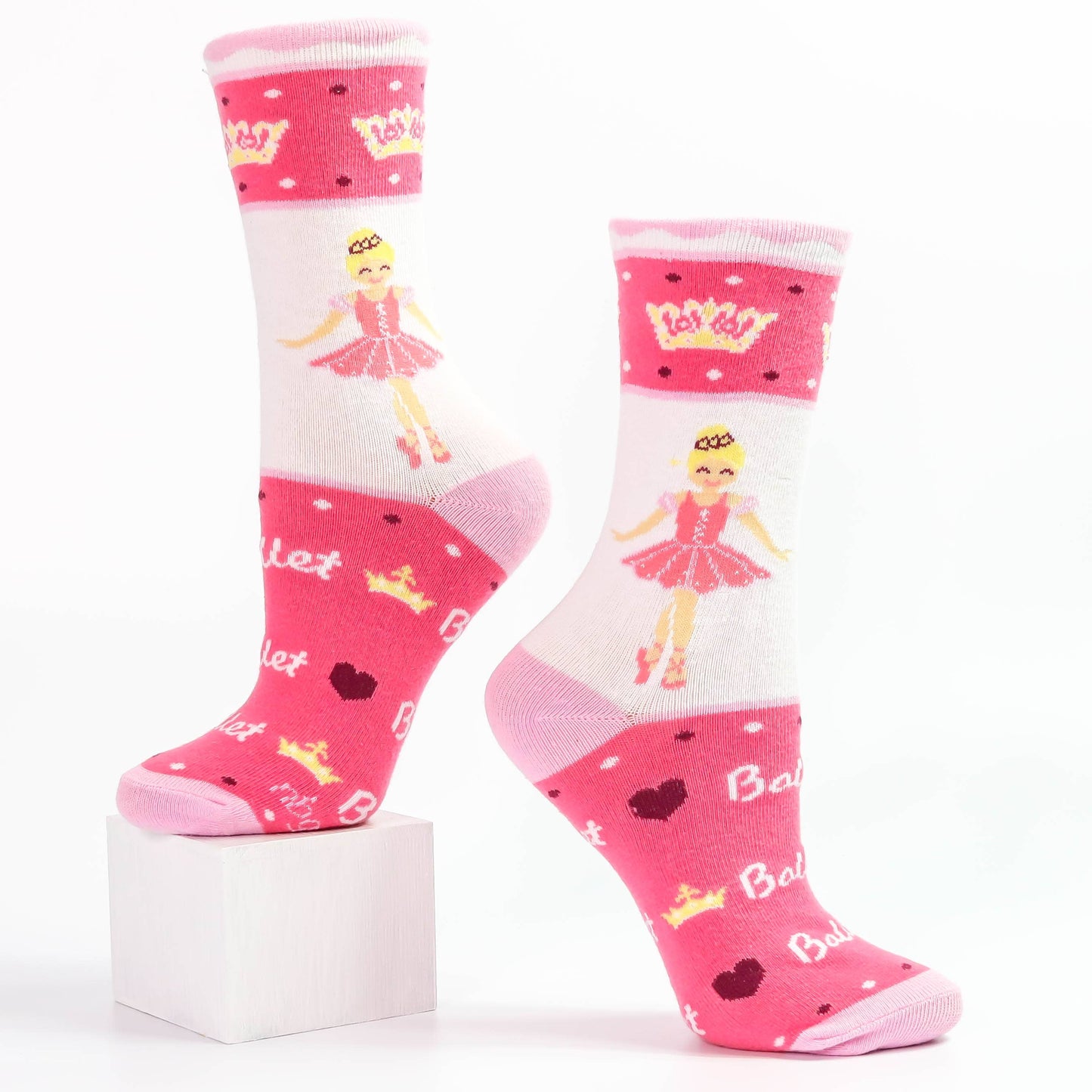 Sugar Plum Fairy Ballerina I love Ballet Pink Socks