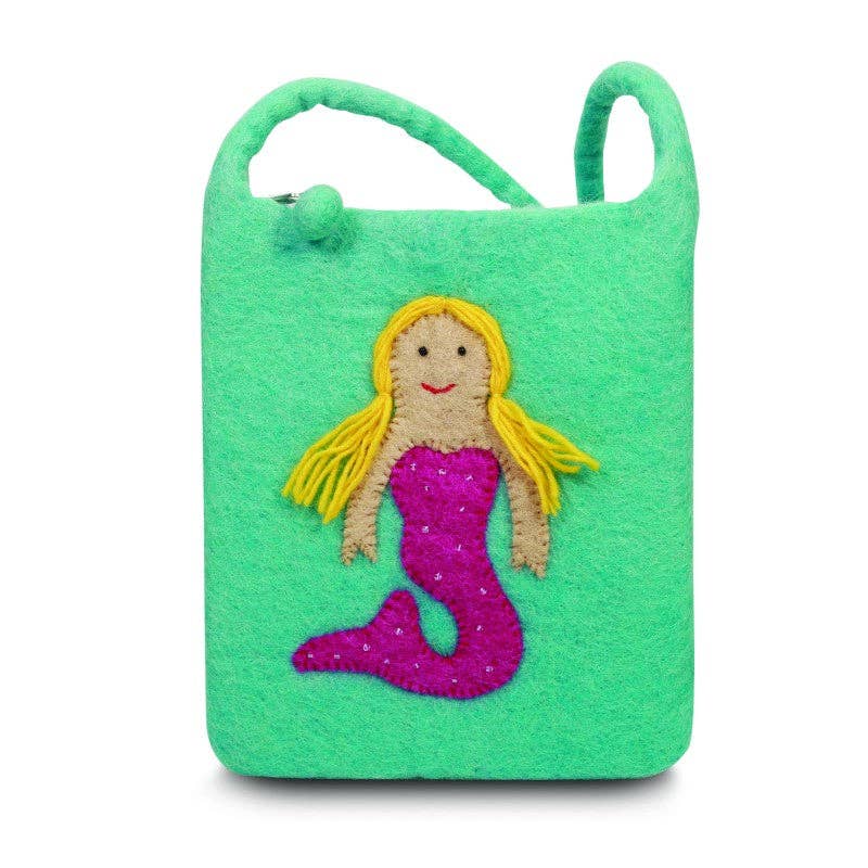 Mermaid Design Cross- Body Bag: Turquoise
