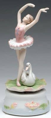 Porcelain Turning Ballerina with Swan Lake Music Box